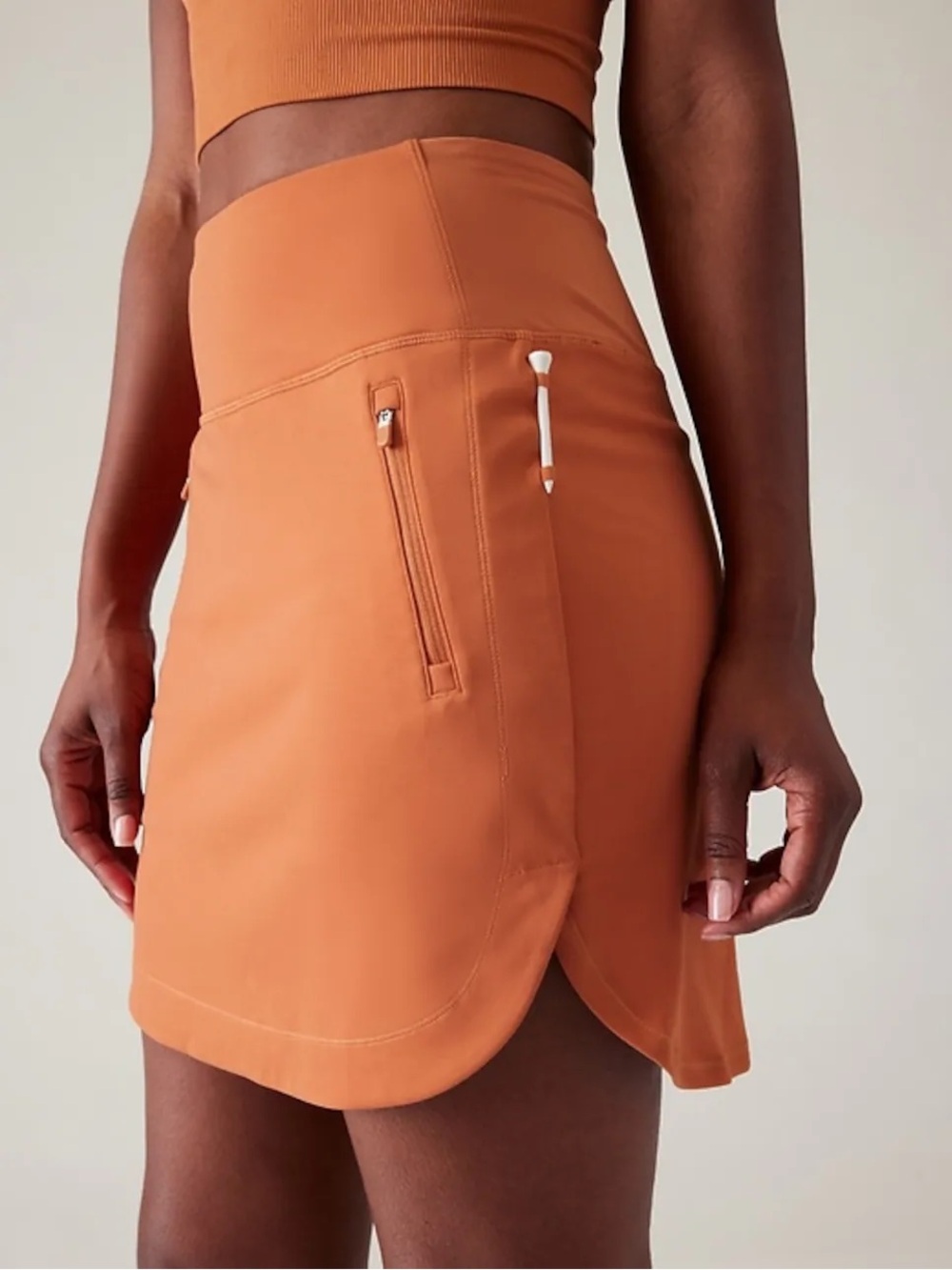 Athleta Fairway Golf High-Rise Active Skort 16” in Terracotta Orange
